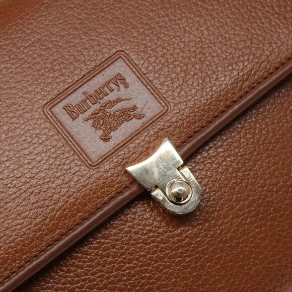 Burberrys Hand Bag Leather Brown Gold Auth ep10452 - Picture 10 of 15